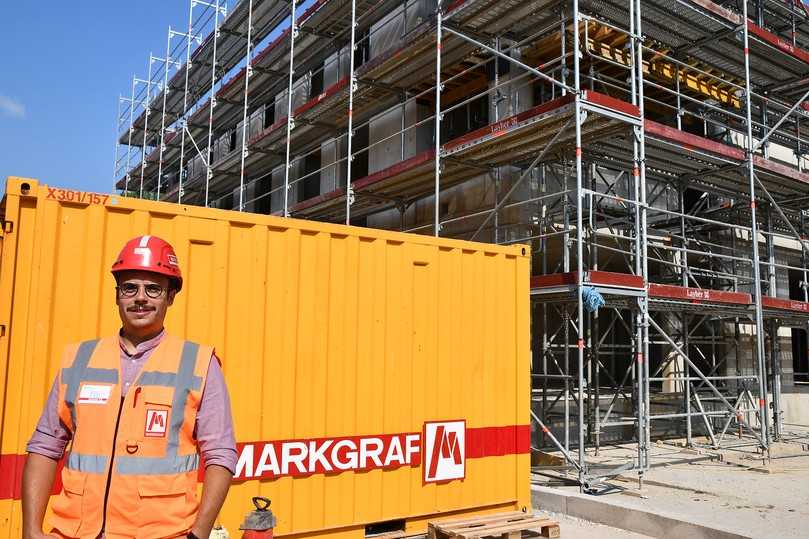 Felix Wollschak, Bauleiter bei Markgraf, schätzt die Kundennähe und die Termintreue von Ulma bei der Planung und Lieferung der Schalungen. | Foto: Ulma Construction GmbH Felix Wollschak, Bauleiter bei Markgraf, schätzt die Kundennähe und die Termintreue von Ulma bei der Planung und Lieferung der Schalungen. | Foto: Ulma Construction GmbH