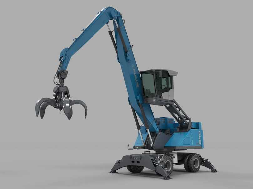 Die 30-Tonnen-Elektro-Umschlagmaschine MHL840 Battery+ von Fuchs: Ihr diesel-hydraulisches Powerpack-Zusatzmodul erweitert den Einsatzspielraum kabelgebundener Elektromaschinen und erlaubt ein freies Verfahren zwischen den Netzanschlusspunkten. | Foto: Kiesel Die 30-Tonnen-Elektro-Umschlagmaschine MHL840 Battery+ von Fuchs: Ihr diesel-hydraulisches Powerpack-Zusatzmodul erweitert den Einsatzspielraum kabelgebundener Elektromaschinen und erlaubt ein freies Verfahren zwischen den Netzanschlusspunkten. | Foto: Kiesel