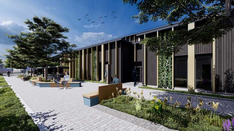 Photovoltaik-Anlagen ermöglichen einen nahezu autarken Betrieb der Gebäude in Holz-Hybridbauweise. | Foto: Goldbeck GmbH Photovoltaik-Anlagen ermöglichen einen nahezu autarken Betrieb der Gebäude in Holz-Hybridbauweise. | Foto: Goldbeck GmbH