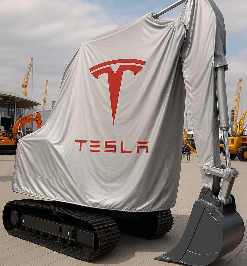Enthüllung der Konzeptstudie auf der bauma 2025 geplant: Tesla will demnächst Bagger bauen. | Foto: ChatGPT Image Enthüllung der Konzeptstudie auf der bauma 2025 geplant: Tesla will demnächst Bagger bauen. | Foto: ChatGPT Image