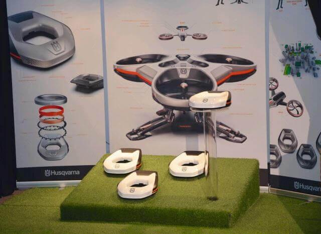 In Edinburgh stellte Husqvarna das Solea-Konzept vor. Zum System gehören unter anderem eine Transport-Drohne, neun Luftkissen-Mähroboter und eine Scout-Drohne. | Foto: B_I / Valdix In Edinburgh stellte Husqvarna das Solea-Konzept vor. Zum System gehören unter anderem eine Transport-Drohne, neun Luftkissen-Mähroboter und eine Scout-Drohne. | Foto: B_I / Valdix