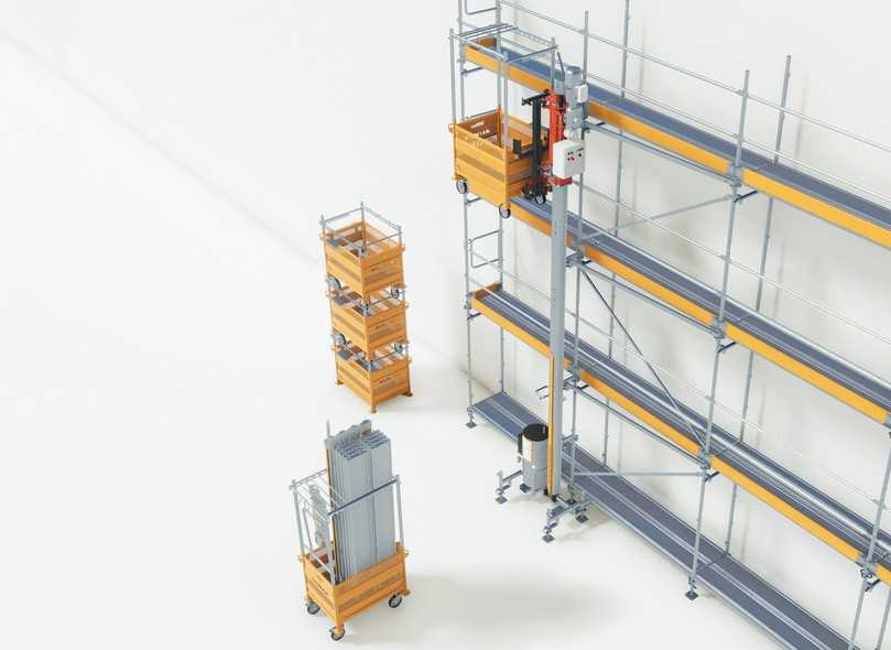 Das Transportsystem STS 300, das Alimak und Peri Ende letzten Jahres auf den Markt gebracht haben, wird auf der Nordbau als Teil des Peri-Up-Gerüstbaukastens präsentiert. | Foto: Alimak Das Transportsystem STS 300, das Alimak und Peri Ende letzten Jahres auf den Markt gebracht haben, wird auf der Nordbau als Teil des Peri-Up-Gerüstbaukastens präsentiert. | Foto: Alimak