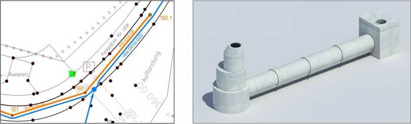 Abb. 6: Herkömmliche 2D-Planung vs. detailliertes BIM-Modell | Foto: FBS/MTS/Berding Beton Abb. 6: Herkömmliche 2D-Planung vs. detailliertes BIM-Modell | Foto: FBS/MTS/Berding Beton
