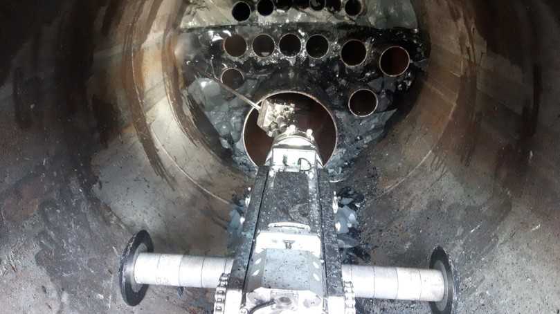 Höchstdruck-Wasserstrahl-Roboter im 2. Düker | Foto: Mauerspecht Höchstdruck-Wasserstrahl-Roboter im 2. Düker | Foto: Mauerspecht