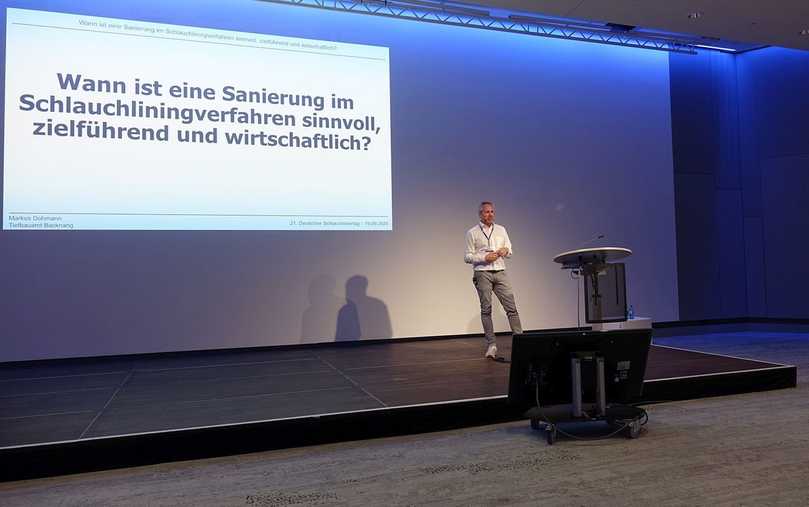 „Der Blick auf die Schadensbilder und deren Ursachen ist entscheidend“, so Markus Dohmann, Große Kreisstadt Backnang, in seinem Vortrag. | Foto: TAH „Der Blick auf die Schadensbilder und deren Ursachen ist entscheidend“, so Markus Dohmann, Große Kreisstadt Backnang, in seinem Vortrag. | Foto: TAH