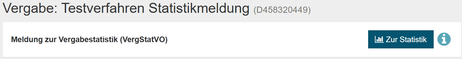 Bild 2: Aufruf der Statistikmeldung für das aktuelle Verfahren auf der Übersicht des Verfahrens