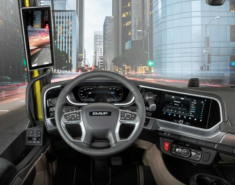 Digitale Anzeigen und haptische Tastschalter liefern einen guten Kompromiss für den Arbeitsplatz im neuen DAF. | Foto: QUATEX, DAF Trucks Digitale Anzeigen und haptische Tastschalter liefern einen guten Kompromiss für den Arbeitsplatz im neuen DAF. | Foto: QUATEX, DAF Trucks