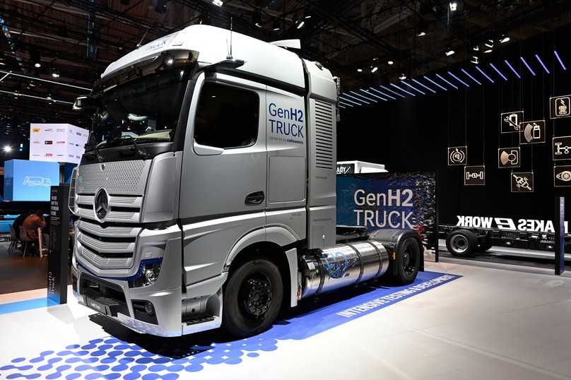 Ab 2025 soll der Mercedes GenH2 Truck mit Brennstoffzelle an den Start gehen. | Foto: Quatex Ab 2025 soll der Mercedes GenH2 Truck mit Brennstoffzelle an den Start gehen. | Foto: Quatex