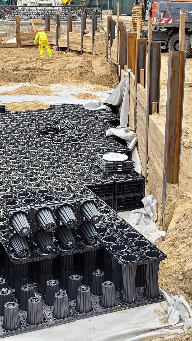 Das modulare Blockrigolensystem Aco Stormbrixx lässt sich individuell den Gegebenheiten anpassen. | Foto: Aco Das modulare Blockrigolensystem Aco Stormbrixx lässt sich individuell den Gegebenheiten anpassen. | Foto: Aco