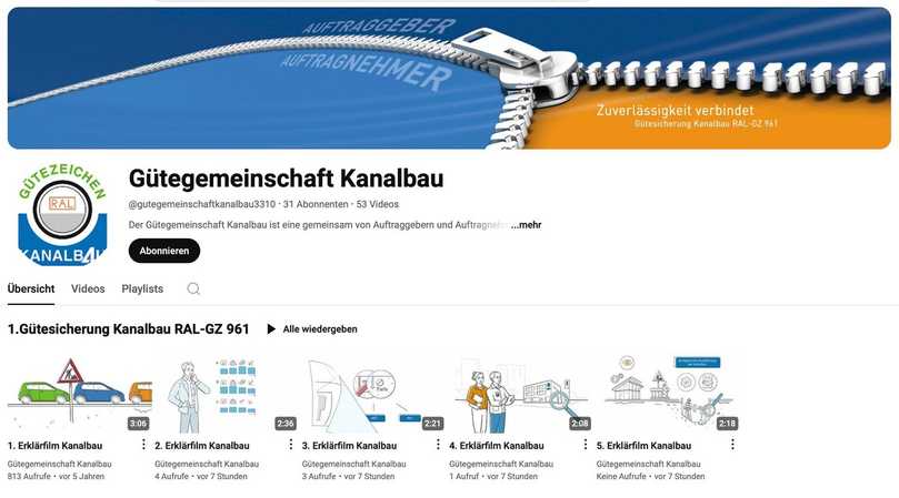 Zur Veranschaulichung dieser Thematik hat die Gütegemeinschaft Videos produziert die auf YouTube zur Verfügung stehen. | Foto: Güteschutz Kanalbau Zur Veranschaulichung dieser Thematik hat die Gütegemeinschaft Videos produziert die auf YouTube zur Verfügung stehen. | Foto: Güteschutz Kanalbau