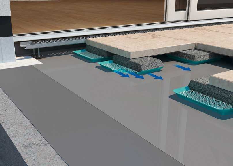 Das kapillarpassive Drain-Stelzlager „TerraMaxx DS“ ist eine Kombination aus Drainmörtel und „Mini-Drainage“. Das System entwässert ähnlich wie eine Flächendrainage. Zudem ist es auch bei Belägen mit Dickentoleranzen einfach zu verarbeiten, ein passendes Gefälle lässt sich schnell herstellen. | Foto: Gutjahr Das kapillarpassive Drain-Stelzlager „TerraMaxx DS“ ist eine Kombination aus Drainmörtel und „Mini-Drainage“. Das System entwässert ähnlich wie eine Flächendrainage. Zudem ist es auch bei Belägen mit Dickentoleranzen einfach zu verarbeiten, ein passendes Gefälle lässt sich schnell herstellen. | Foto: Gutjahr