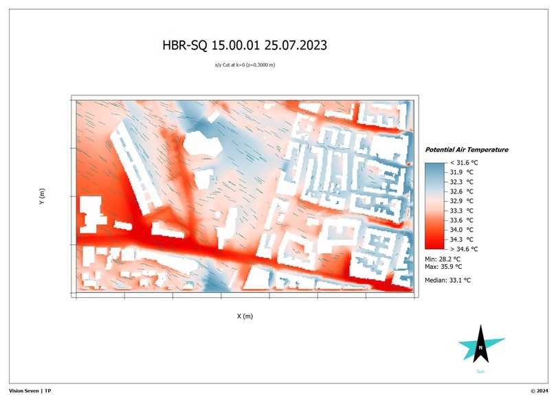Es entstehen beispielsweise Hitzekarten, an denen das Mikroklima veranschaulicht wird. | Foto: Vision Seven Es entstehen beispielsweise Hitzekarten, an denen das Mikroklima veranschaulicht wird. | Foto: Vision Seven