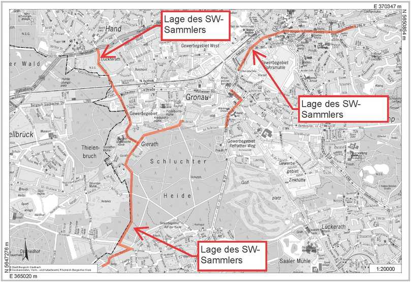Der Hauptsammler des Abwasserwerks der Stadt Bergisch Gladbach erstreckt sich über 6.770 Meter. Der Kanal führt durch die Innenstadt, Wohn- und Gewerbegebiete sowie Waldbereiche. | Foto: Janßen Umwelttechnik Der Hauptsammler des Abwasserwerks der Stadt Bergisch Gladbach erstreckt sich über 6.770 Meter. Der Kanal führt durch die Innenstadt, Wohn- und Gewerbegebiete sowie Waldbereiche. | Foto: Janßen Umwelttechnik
