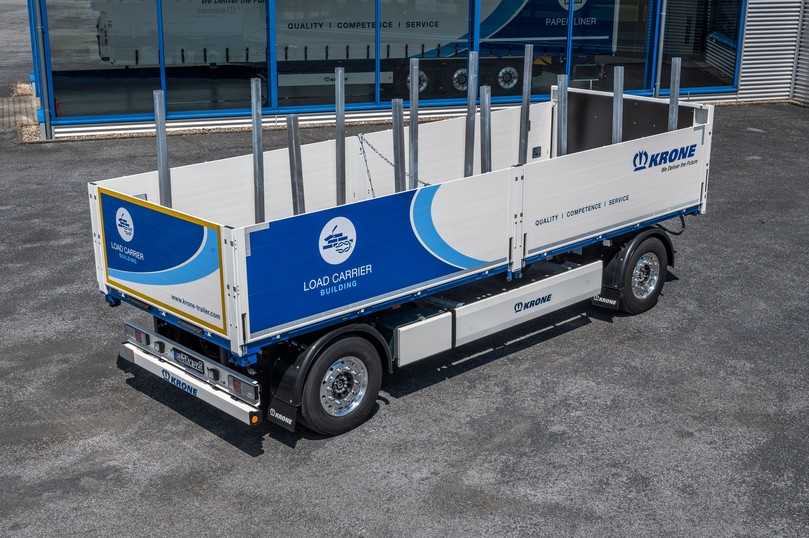 Der zweiachsige Krone Load Carrier soll sich für Baustoffe verschiedenster Art einsetzen lassen. | Foto: Krone Der zweiachsige Krone Load Carrier soll sich für Baustoffe verschiedenster Art einsetzen lassen. | Foto: Krone