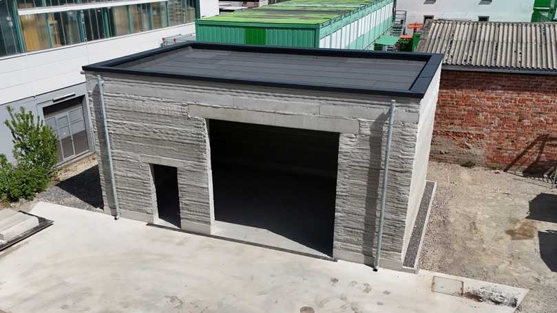 Ein Gebäude aus dem Betondrucker "Karlos" | Foto: Putzmeister Holding GmbH Ein Gebäude aus dem Betondrucker "Karlos" | Foto: Putzmeister Holding GmbH