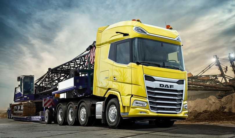 Der XG+ aus dem Straßen-Lkw-Programm von DAF kann jetzt auch als vierachsige Schwerlast-Sattelzugmaschine mit gelenkter Vorlaufachse bestellt werden. | Foto: DAF Trucks Der XG+ aus dem Straßen-Lkw-Programm von DAF kann jetzt auch als vierachsige Schwerlast-Sattelzugmaschine mit gelenkter Vorlaufachse bestellt werden. | Foto: DAF Trucks
