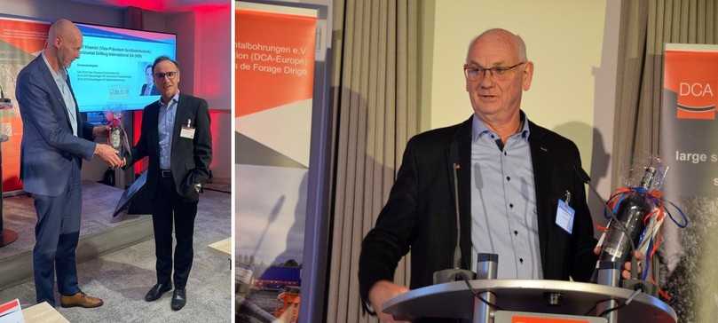 Verabschiedung: Atef Khemiri (HDI, l.) war seit 2019 Vize-Präsident Großbohrtechnik, Jürgen Muhl, vormals Step Oiltools GmbH, seit 2010 Schatzmeister. | Foto: DCA; B_I/Valdix Verabschiedung: Atef Khemiri (HDI, l.) war seit 2019 Vize-Präsident Großbohrtechnik, Jürgen Muhl, vormals Step Oiltools GmbH, seit 2010 Schatzmeister. | Foto: DCA; B_I/Valdix