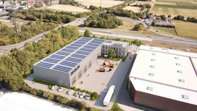 Die rund 2.500 Quadratmeter große neue Immobilie von Develon in Mannheim wird voraussichtlich im dritten Quartal 2024 fertiggestellt sein. | Foto: Develon Die rund 2.500 Quadratmeter große neue Immobilie von Develon in Mannheim wird voraussichtlich im dritten Quartal 2024 fertiggestellt sein. | Foto: Develon