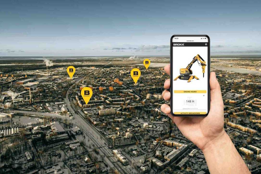 Brokk Abbruchroboter digital vernetzt mit Onlineplattform Connect Brokk Abbruchroboter digital vernetzt mit Onlineplattform Connect