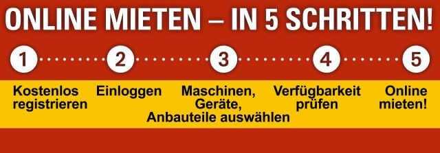 Zur Online-Miete in fünf Schritten: Einfach auf www.zeppelin- rental.de gehen und mit wenigen Klicks verbindlich mieten. Zur Online-Miete in fünf Schritten: Einfach auf www.zeppelin- rental.de gehen und mit wenigen Klicks verbindlich mieten.