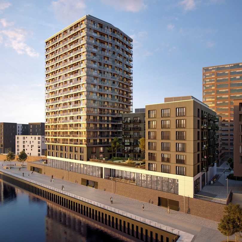 In Hamburg entsteht mit 65 Meter derzeit das in Deutschland höchste aus Holz gebaute Hochhaus. | Foto: Garbe Immobilien-Projekte/Störmer Murphy and Partners In Hamburg entsteht mit 65 Meter derzeit das in Deutschland höchste aus Holz gebaute Hochhaus. | Foto: Garbe Immobilien-Projekte/Störmer Murphy and Partners