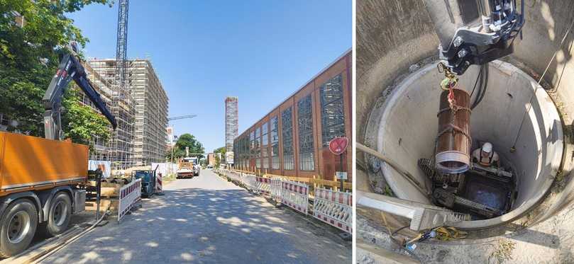 Für das Projekt „Das neue Gartenfeld“ werden die ersten Steinzeug-Vortriebsrohre seit der Wiederaufnahme der Produktion (hier DN 250 bis DN 300) aus dem Werk Bad Schmiedeberg verbaut. | Foto: B_I/Valdix Für das Projekt „Das neue Gartenfeld“ werden die ersten Steinzeug-Vortriebsrohre seit der Wiederaufnahme der Produktion (hier DN 250 bis DN 300) aus dem Werk Bad Schmiedeberg verbaut. | Foto: B_I/Valdix