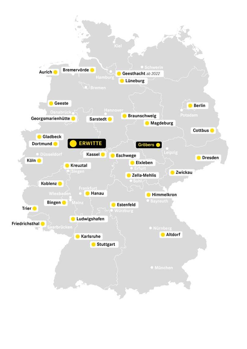 Durch die hinzugewonnenen Niederlassungen im Norden, Osten und Westen Deutschlands ist Schlüter für Baumaschinen nun deutschlandweit näher an den Kunden. | Foto: Schlüter Baumaschinen Durch die hinzugewonnenen Niederlassungen im Norden, Osten und Westen Deutschlands ist Schlüter für Baumaschinen nun deutschlandweit näher an den Kunden. | Foto: Schlüter Baumaschinen