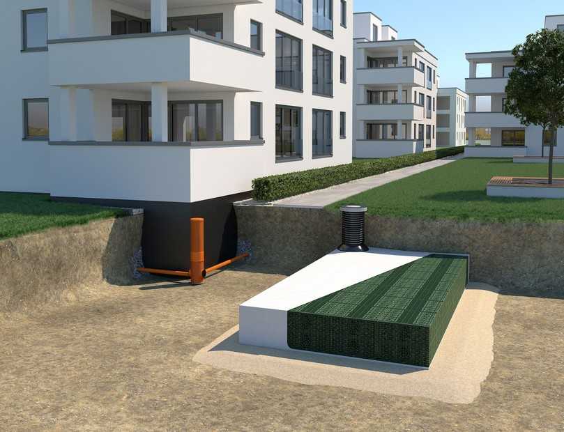 Eine zuverlässige Gebäudedränage mit dem opti-drän System schützt Kellerräume vor Feuchtigkeit und hält das Haus vom Erdreich her trocken. | Foto: Fränkische Eine zuverlässige Gebäudedränage mit dem opti-drän System schützt Kellerräume vor Feuchtigkeit und hält das Haus vom Erdreich her trocken. | Foto: Fränkische