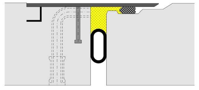 Abbildung 1: Schnitt durch ein Vortriebsrohr mit Ringspaltverfüllung (oben mit Hydraulischer Fuge, unten mit EDAR) Abbildung 1: Schnitt durch ein Vortriebsrohr mit Ringspaltverfüllung (oben mit Hydraulischer Fuge, unten mit EDAR)