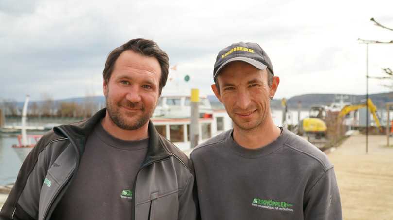 Polier Mathias Seeger (l.) und Facharbeiter Sascha Riegger. | Foto: STORZ / Mahrholdt Polier Mathias Seeger (l.) und Facharbeiter Sascha Riegger. | Foto: STORZ / Mahrholdt