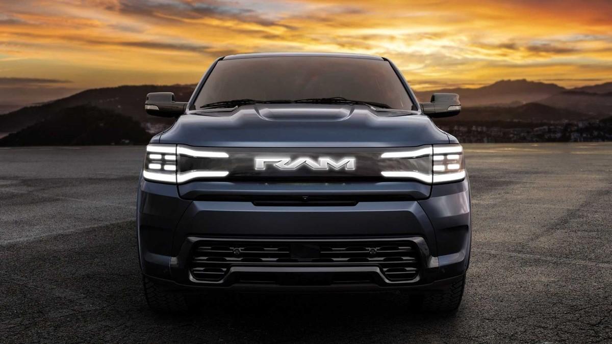 Die hoch aufragende Frontpartie mit futuristischem Ram-Schriftzug und der markanten Beleuchtung haben einen hohen Wiedererkennungswert. | Foto: Ram Truck