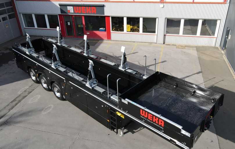 Weka Rental-Innenlader von Langendorf für den Transport von Betonfertigteilen, Holzwänden oder Fertighausbauteilen | Foto: Weka Rental GmbH Weka Rental-Innenlader von Langendorf für den Transport von Betonfertigteilen, Holzwänden oder Fertighausbauteilen | Foto: Weka Rental GmbH