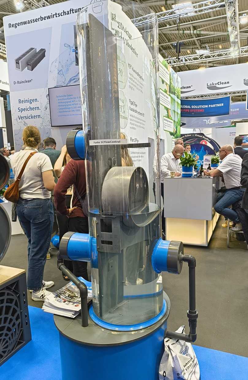 Auch die selbstreinigende Drossel SCFlowControl stellte Funke auf der IFAT aus. | Foto: B_I/Valdix Auch die selbstreinigende Drossel SCFlowControl stellte Funke auf der IFAT aus. | Foto: B_I/Valdix