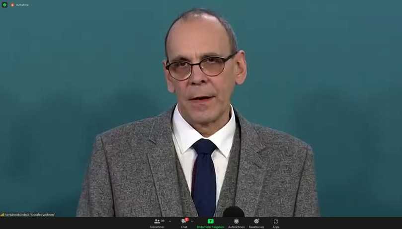 "Die Baupreise steigen mehr als doppelt so viel wie die Inflationsrate." Prof. Dietmar Walberg, ARGE Kiel, bei einer Online-Pressekonferenz des Bündnisses "Soziales Wohnen" | Foto: B_I MEDIEN "Die Baupreise steigen mehr als doppelt so viel wie die Inflationsrate." Prof. Dietmar Walberg, ARGE Kiel, bei einer Online-Pressekonferenz des Bündnisses "Soziales Wohnen" | Foto: B_I MEDIEN
