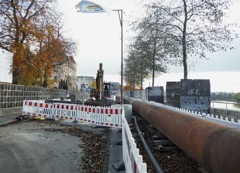 Baustellensituation mit Abwasserhaltung entlang des Elbufers | Foto: MC-Bauchemie, Bottrop Baustellensituation mit Abwasserhaltung entlang des Elbufers | Foto: MC-Bauchemie, Bottrop