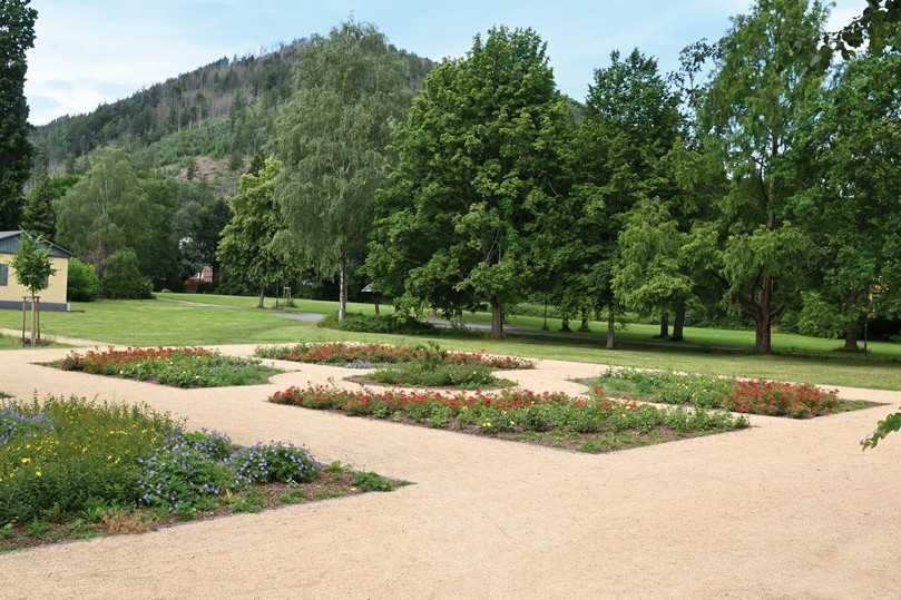 Durch eine repräsentative Bepflanzung wurde darüber hinaus auch dank des weiten Sichtfelds eine Blickbeziehung zwischen der umliegenden Harzregion und dem Park geschaffen. | Foto: Richard Brink GmbH & Co. KG Durch eine repräsentative Bepflanzung wurde darüber hinaus auch dank des weiten Sichtfelds eine Blickbeziehung zwischen der umliegenden Harzregion und dem Park geschaffen. | Foto: Richard Brink GmbH & Co. KG