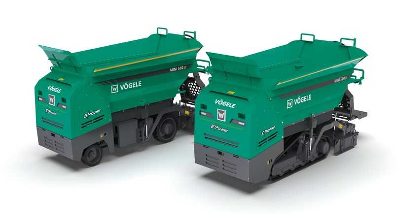 Elektrische Mini-Class-Fertiger von Vögele: Der MINI 500e und der MINI 502e sind jetzt mit zwei unterschiedlichen Batterievarianten verfügbar. | Foto: Wirtgen Group