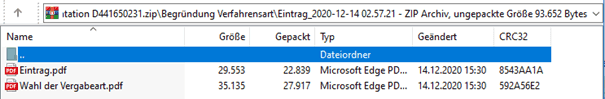 Bild 12: zip-Archiv der Dokumentation - Inhalt der Einträge-Ordner