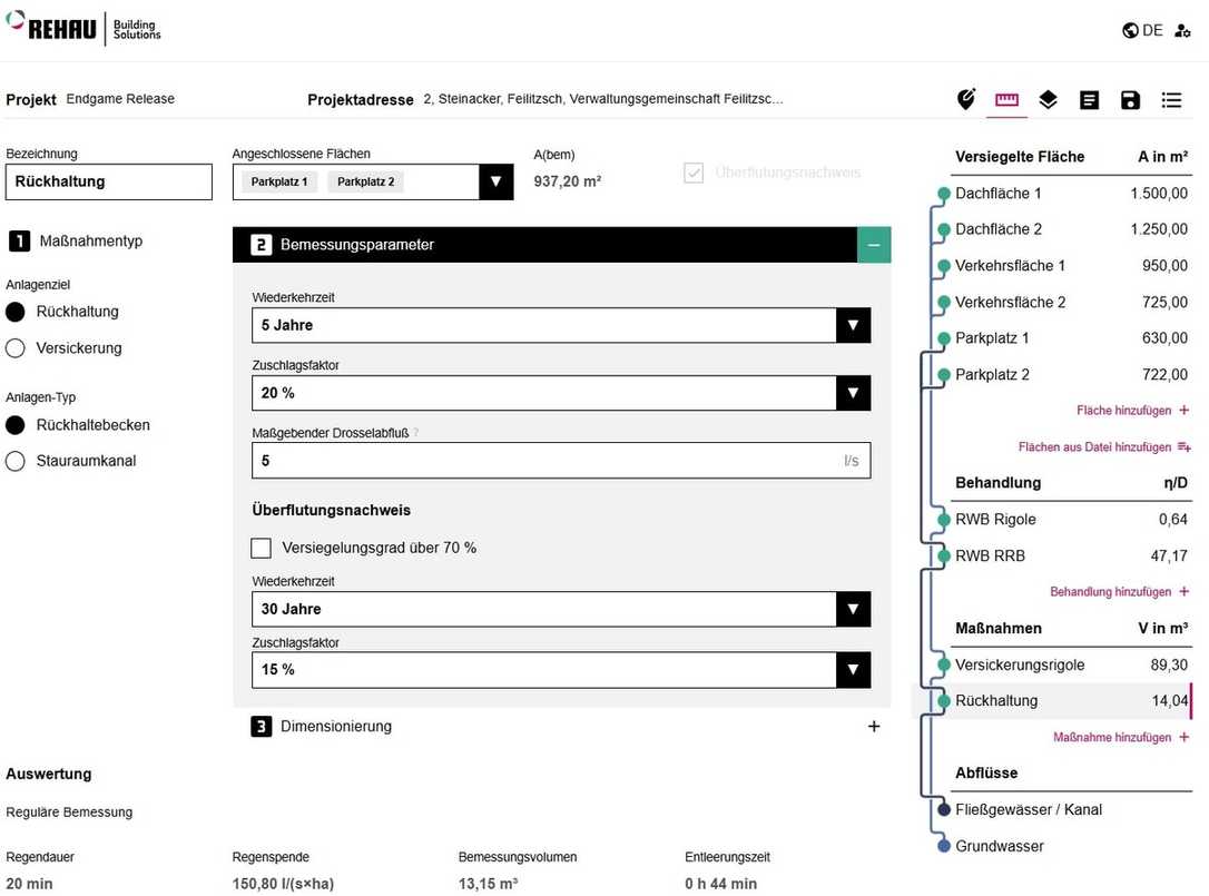 Software von Rehau für das Regenwassermanagement Software von Rehau für das Regenwassermanagement