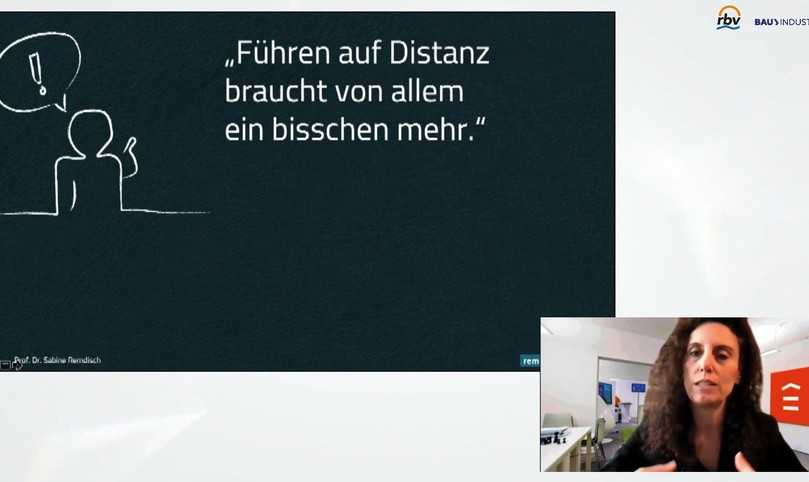 Digitale Empathie – Führen auf Distanz brauche von allem ein bisschen mehr, so Prof. Dr. Sabine Remdisch, Evalue-consult GmbH. | Foto: rbv Digitale Empathie – Führen auf Distanz brauche von allem ein bisschen mehr, so Prof. Dr. Sabine Remdisch, Evalue-consult GmbH. | Foto: rbv