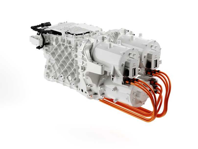 Insgesamt drei der bewährten E-Motoren kombiniert Volvo sternförmig mit dem zwölfgängigen I-Shift-Getriebe. | Foto: Quatex, Volvo Trucks Insgesamt drei der bewährten E-Motoren kombiniert Volvo sternförmig mit dem zwölfgängigen I-Shift-Getriebe. | Foto: Quatex, Volvo Trucks