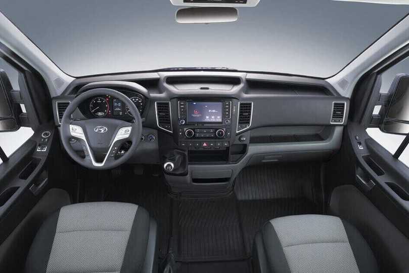 Ergonomie über alles: Das Cockpit des neuen Hyundai-Transporters verspricht beste Bedienbarkeit. Ergonomie über alles: Das Cockpit des neuen Hyundai-Transporters verspricht beste Bedienbarkeit.