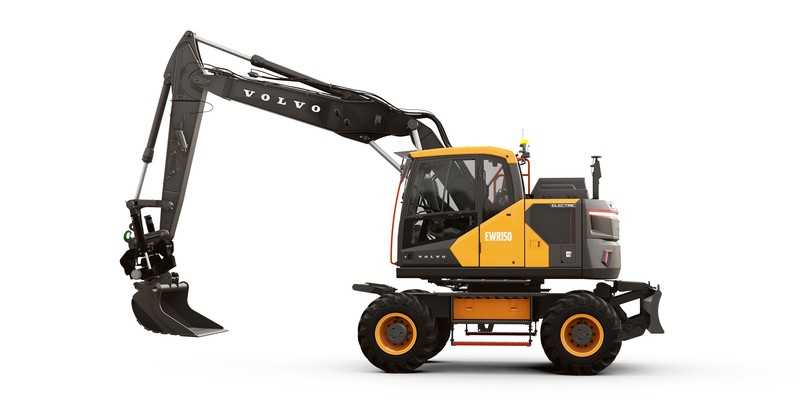 Jetzt auch ein elektrischer Mobilbagger: Volvo CE zeigt mit dem neuen Modell EWR150 Electric, dass sie es mit der Elektrifizierung der Baubranche ernst meinen. | Foto: Volvo CE Jetzt auch ein elektrischer Mobilbagger: Volvo CE zeigt mit dem neuen Modell EWR150 Electric, dass sie es mit der Elektrifizierung der Baubranche ernst meinen. | Foto: Volvo CE