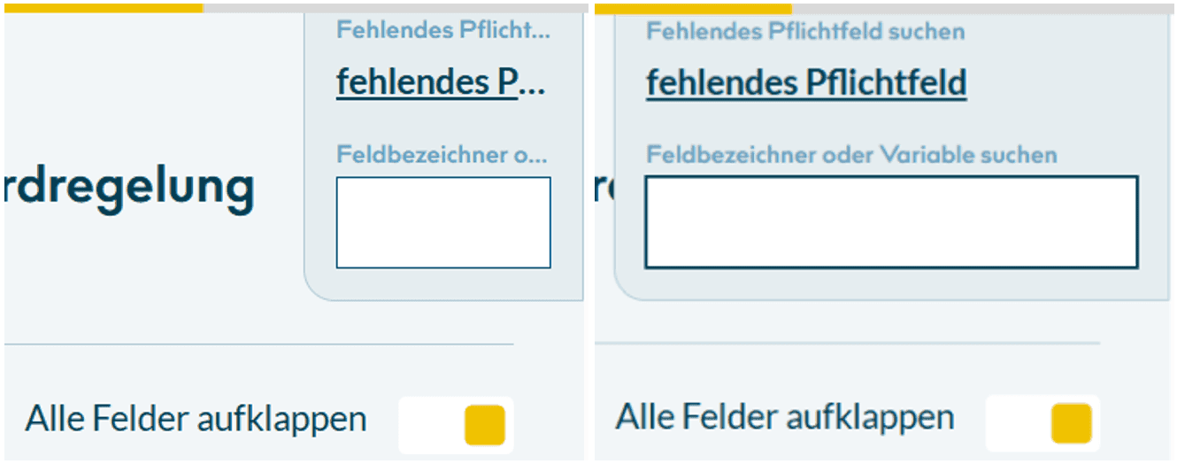 Bild 1: Suchcenter eingeklappt und ausgeklappt