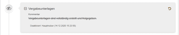 Bild 8: Deaktivierter Eintrag in der Liste der Dokumente