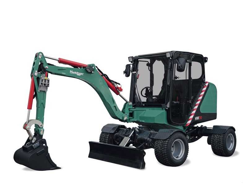 Hunklingers HW20 – laut Hersteller der weltweit erste radgetriebene Mini-Mobilbagger in der Zwei-Tonnen-Klasse. | Foto: Hunklinger Hunklingers HW20 – laut Hersteller der weltweit erste radgetriebene Mini-Mobilbagger in der Zwei-Tonnen-Klasse. | Foto: Hunklinger