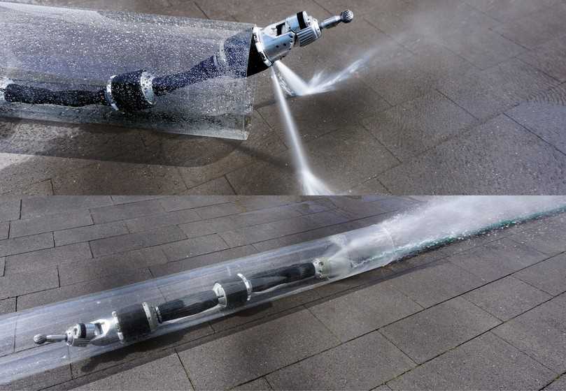 Der Hausanschlussroboter kann an einer Hochdruck-Wasserversorgung angeschlossen werden für eine gründlichere Reinigung und maximal flexiblen Bewegungen im Rohr bei besonders anspruchsvollen Sanierungsmaßnahmen. | Foto: Pipetronics Der Hausanschlussroboter kann an einer Hochdruck-Wasserversorgung angeschlossen werden für eine gründlichere Reinigung und maximal flexiblen Bewegungen im Rohr bei besonders anspruchsvollen Sanierungsmaßnahmen. | Foto: Pipetronics
